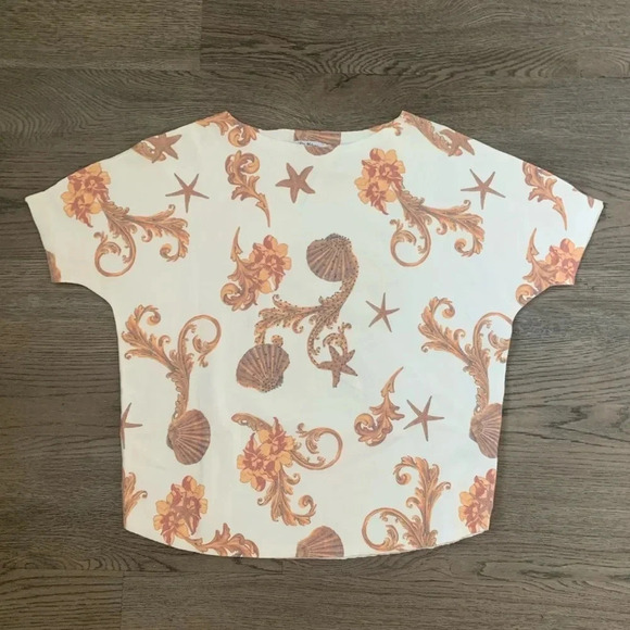 Vila Milano Sioni Sea Flourish Stud Accent Dolman Top - Size XS - Cream - NWT - Picture 3 of 9